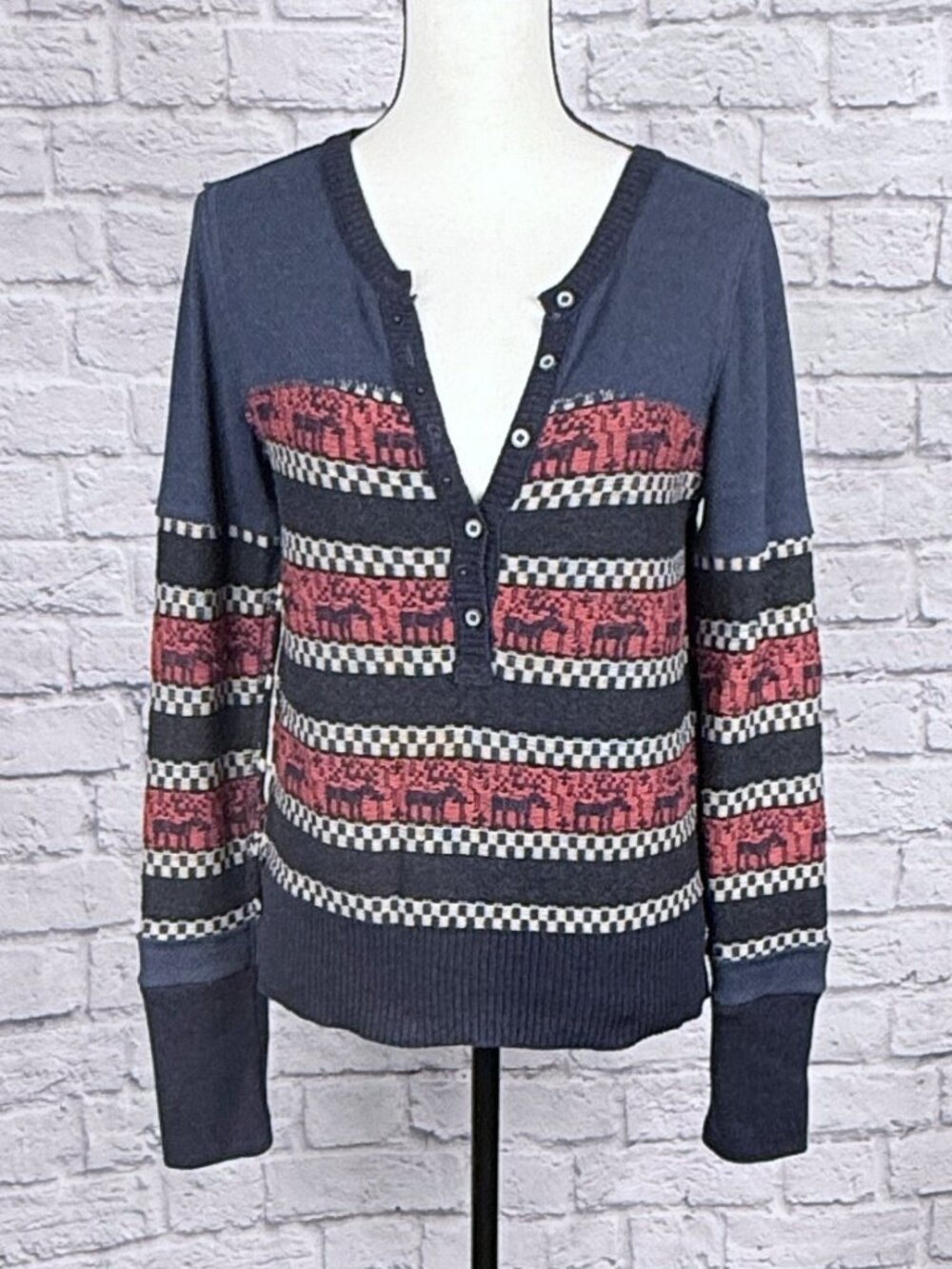 We The Free by Free People "To The Woods" Henley Sweater, Small